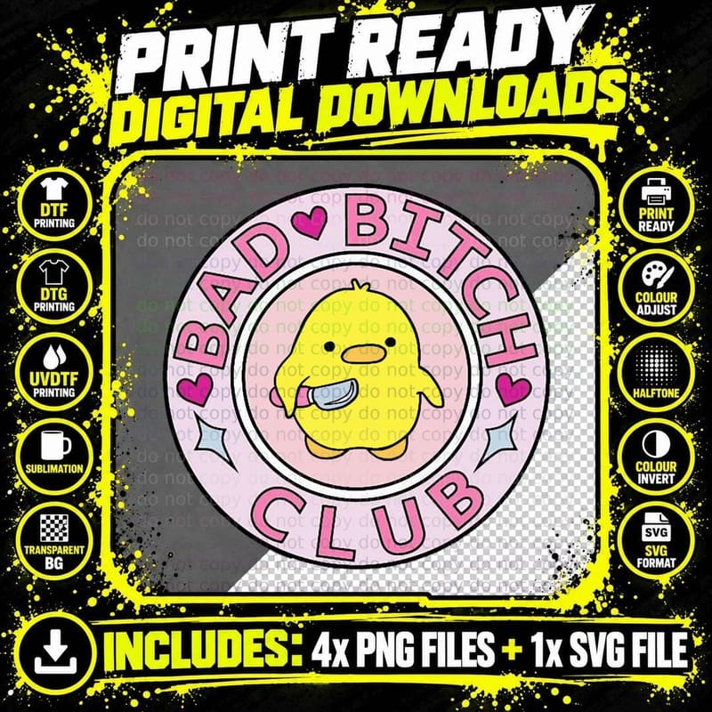 Bad Bitch Club T-Shirt Png SVG Digital Bundle