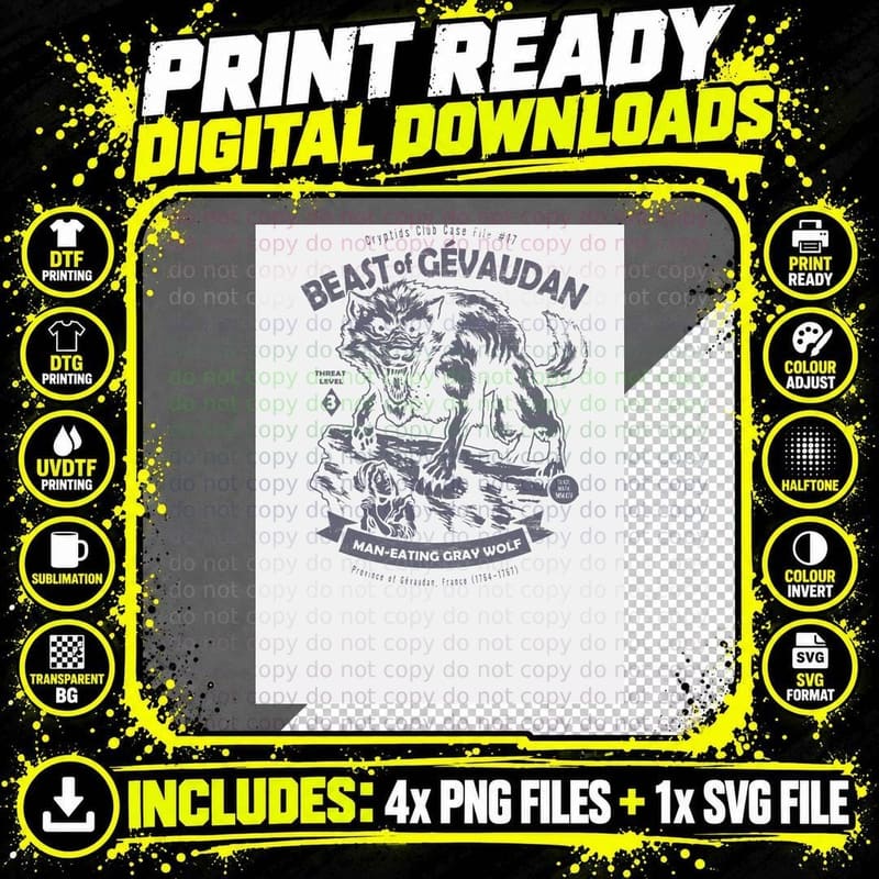 Beast of Gevaudan T-Shirt Png SVG Digital Bundle