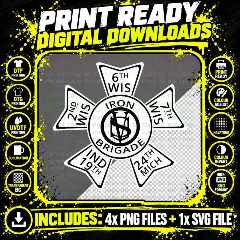 Black Hat Iron Brigade American US Civil War T-Shirt Png SVG Digital Bundle