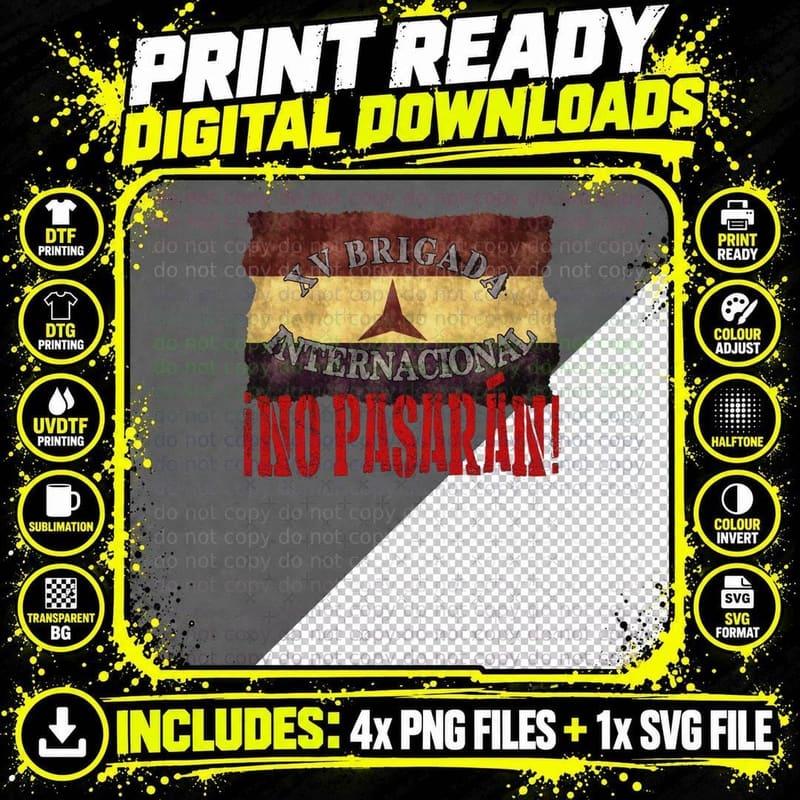 Brigada Internacional, NO Pasaran T-Shirt Png SVG Digital Bundle