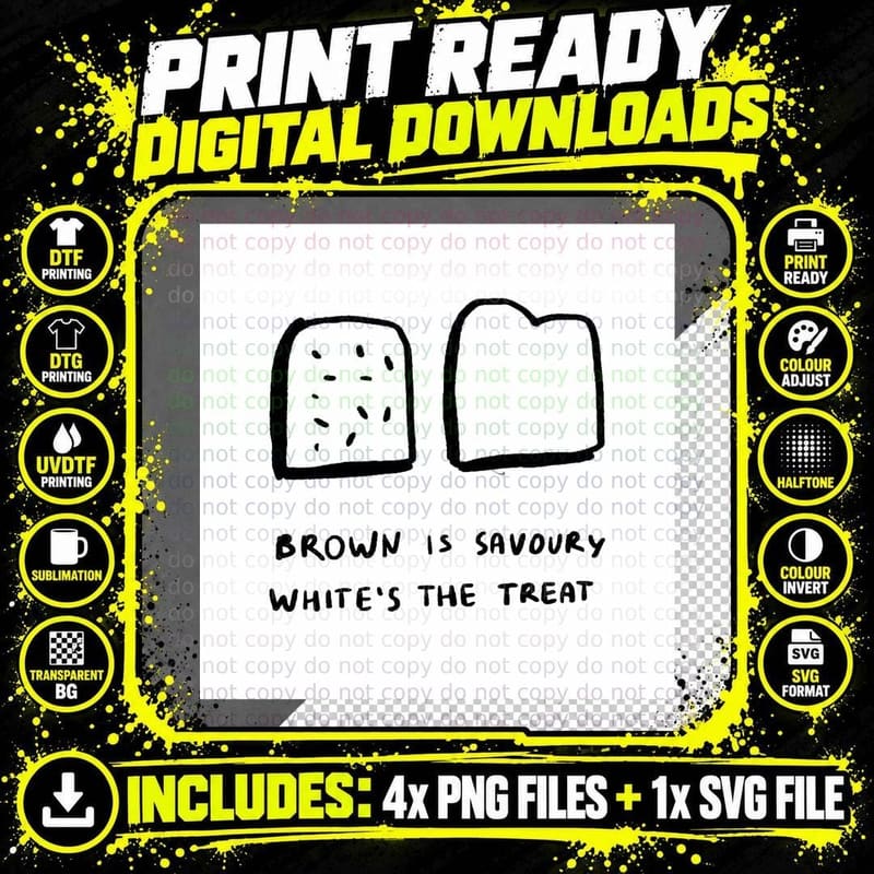 Brown Is Savoury, White's the Treat T-Shirt Png SVG Digital Bundle