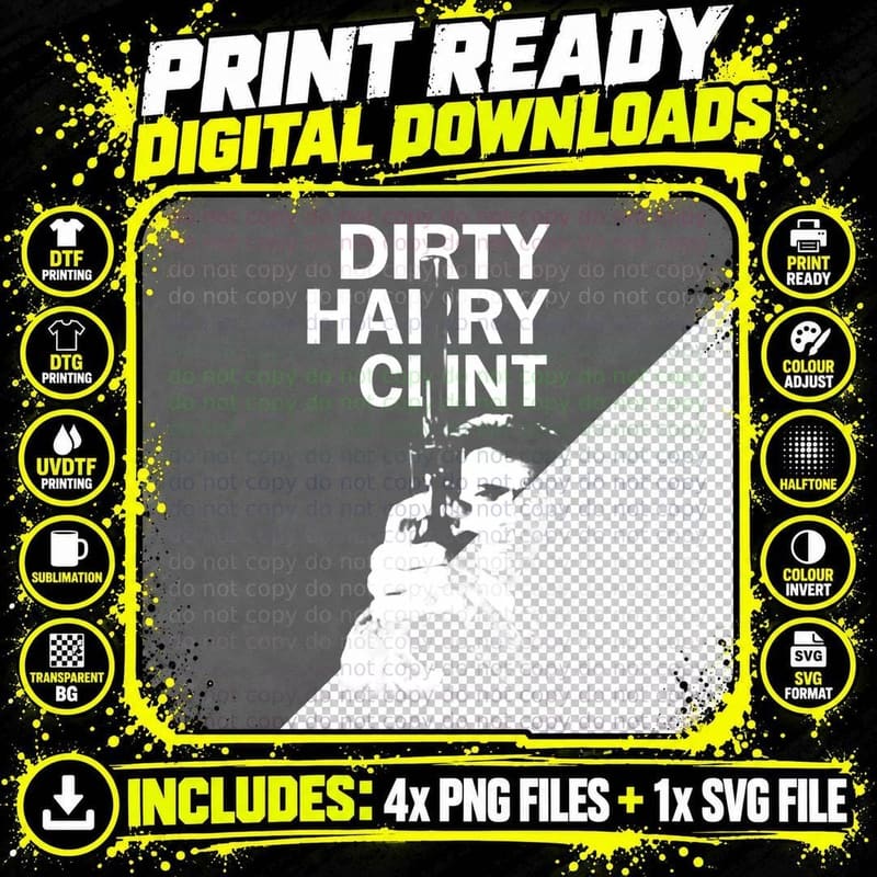 Dirty Harry Clint T-Shirt Png SVG Digital Bundle