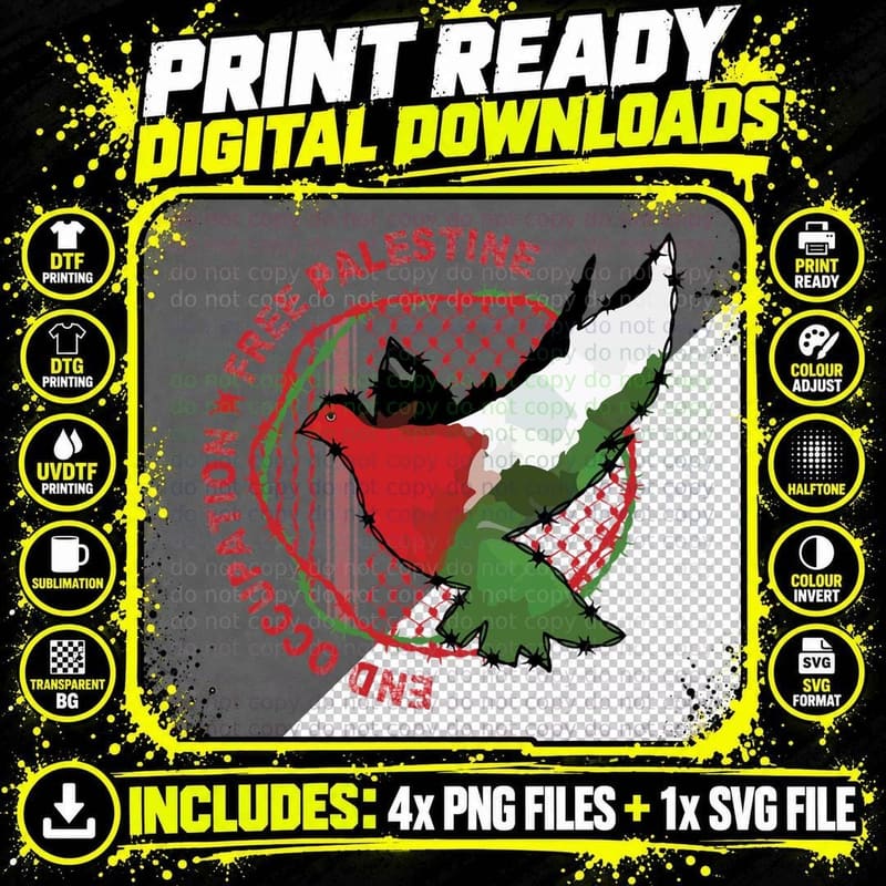 End Occupation Free Palestine T-Shirt Png SVG Digital Bundle