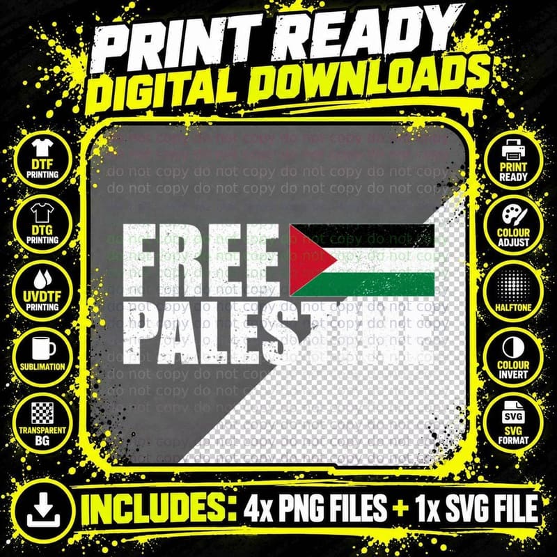 FREE Palestine, FREE GAZA Palestine FLAG Arabic 1 T-Shirt Png SVG Digital Bundle