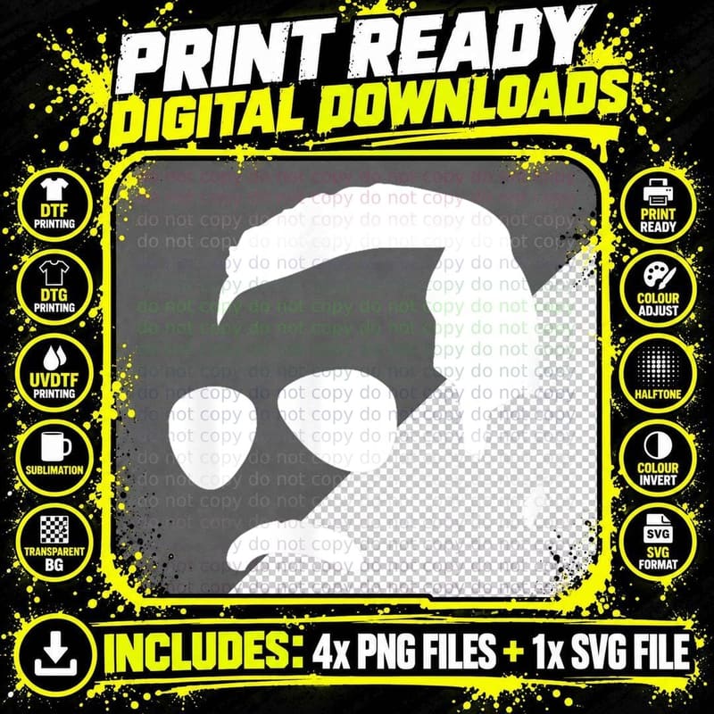 Freddie Mercury Official Monochrome Block Face T-Shirt Png SVG Digital Bundle
