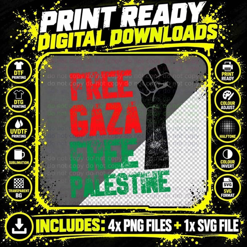 Free Gaza Free Paletina T-Shirt Png SVG Digital Bundle