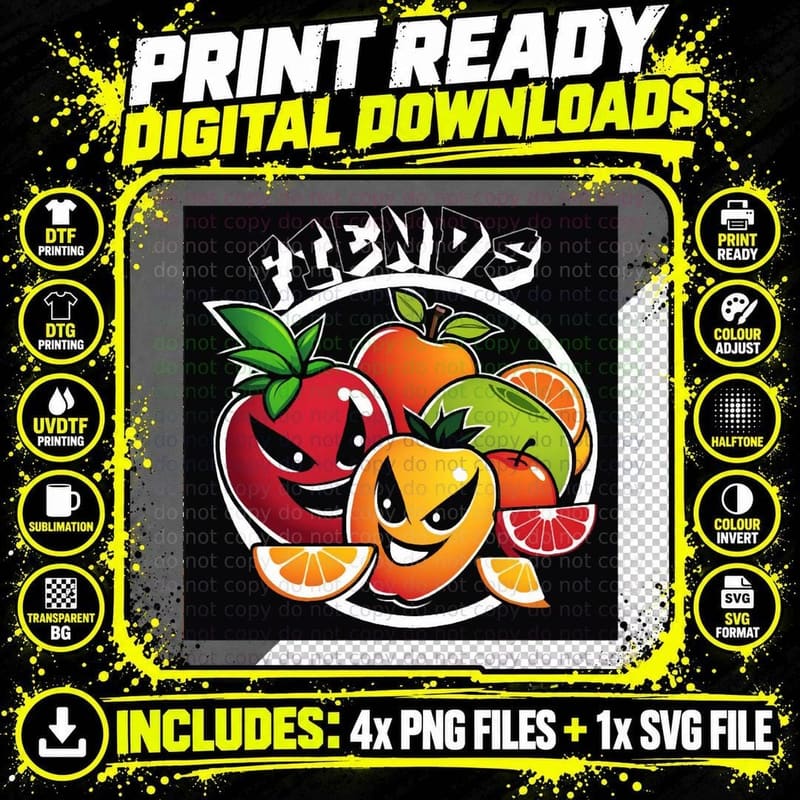 Fruit Cup Fiends Logo T-Shirt Png SVG Digital Bundle