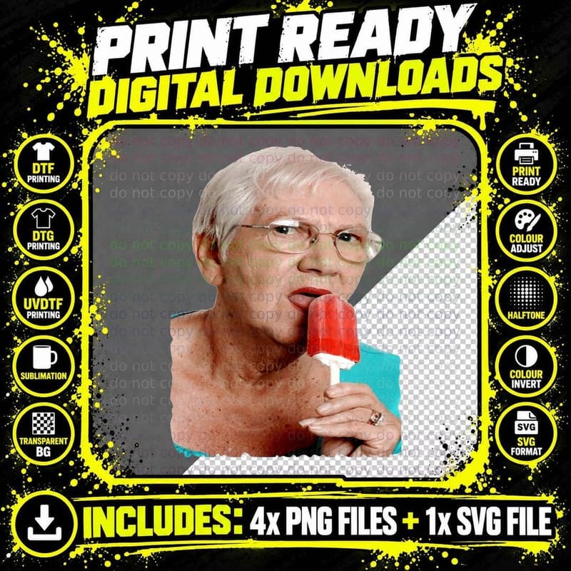 Granny Ice Lolly T-Shirt Png SVG Digital Bundle