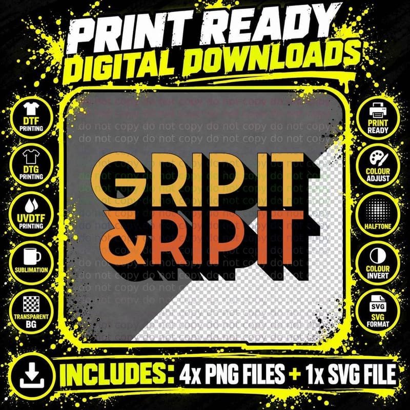 Grip It and Rip It T-Shirt Png SVG Digital Bundle
