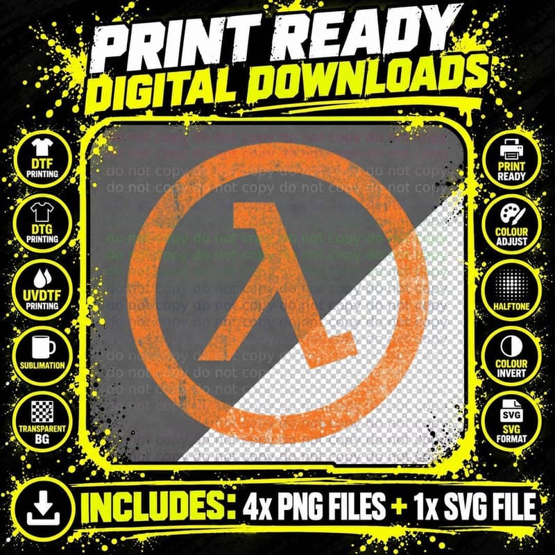 Half Life Lambda Symbol T-Shirt Png SVG Digital Bundle