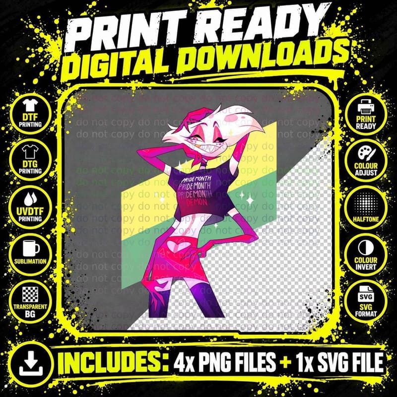 Hazbin Hotel Angel Dust T-Shirt Png SVG Digital Bundle
