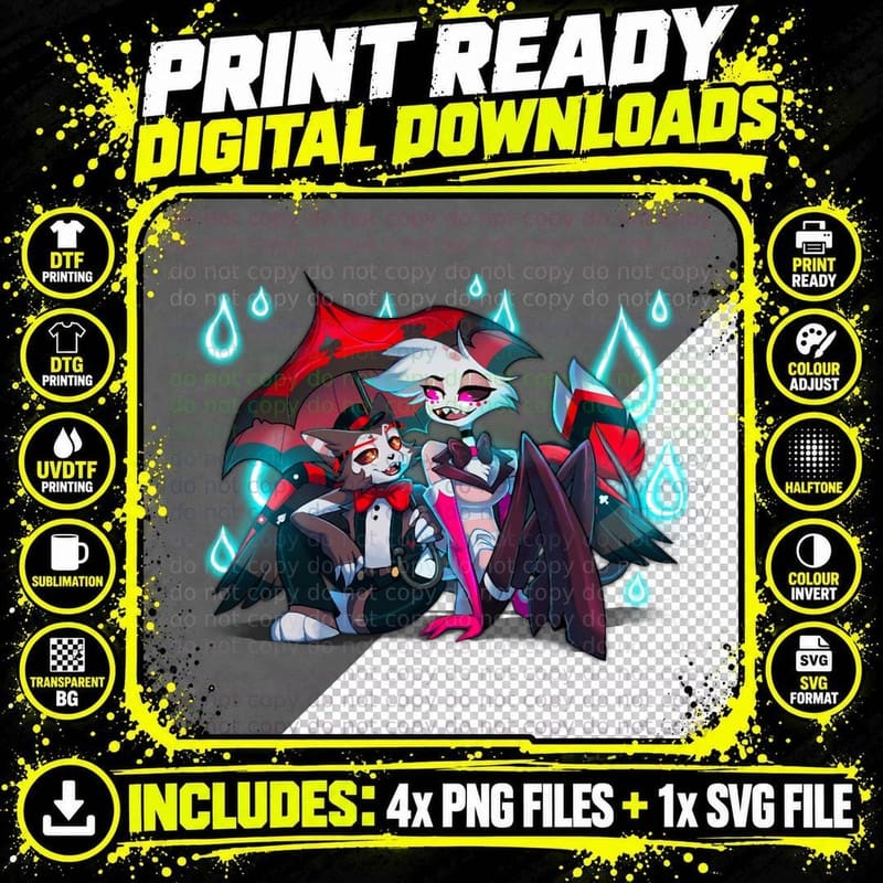 Hazbin Hotel Angel and Husk Loser Baby T-Shirt Png SVG Digital Bundle
