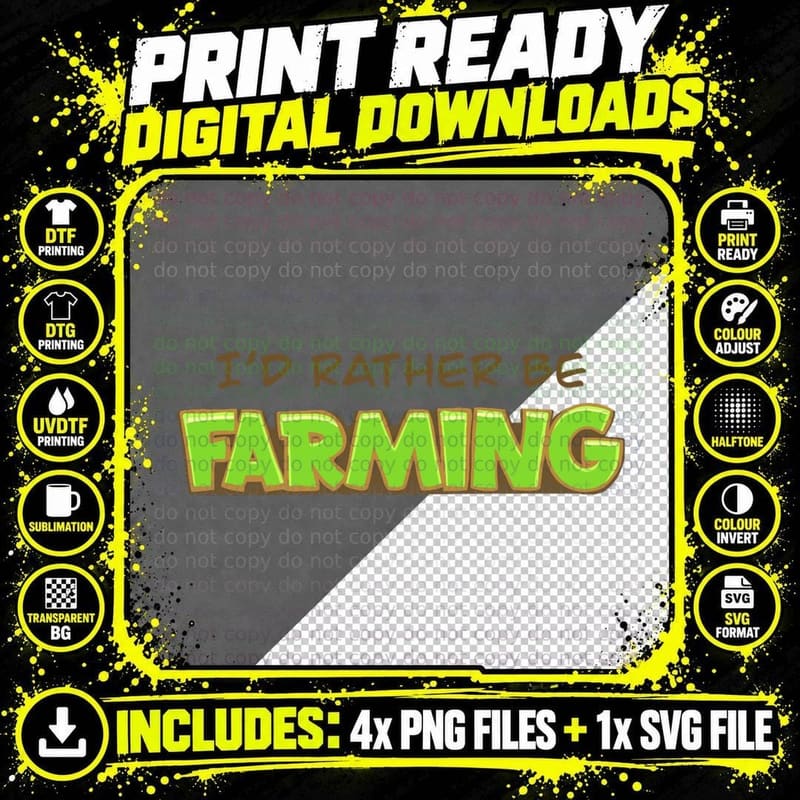 I'd Rather Be Farming T-Shirt Png SVG Digital Bundle