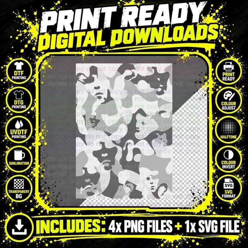 IAN BROWN, Camouflage Pattern T-Shirt Png SVG Digital Bundle