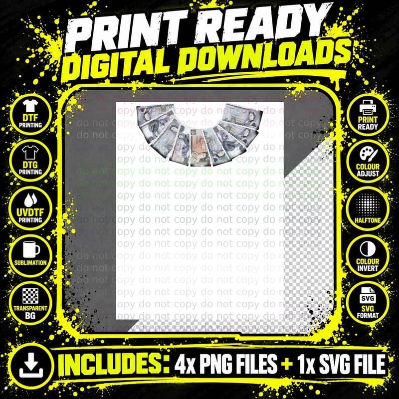 Ian Brown Stone Roses Style Money Graphic T-Shirt Png SVG Digital Bundle