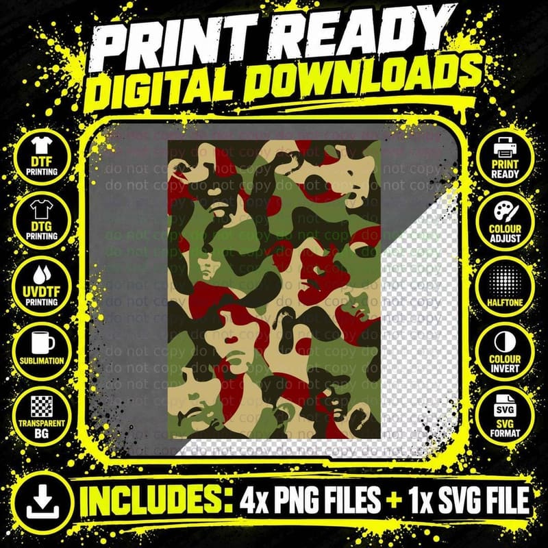 Ian Brown, Camouflage, Stone Roses, F.e.a.r T-Shirt Png SVG Digital Bundle