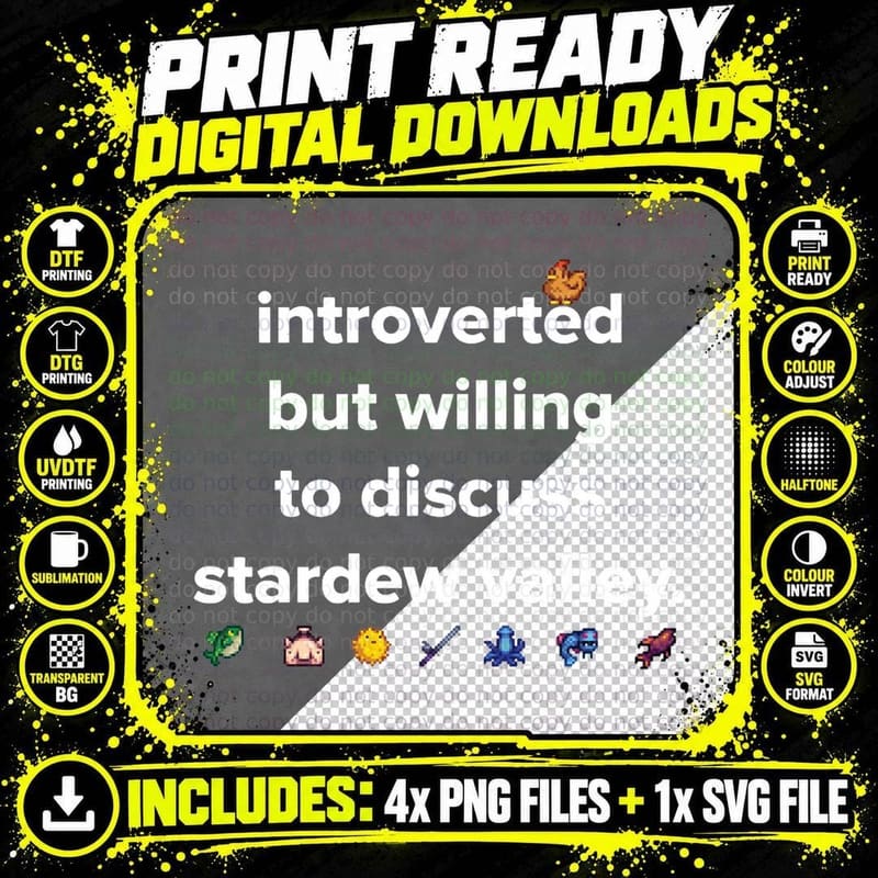 Introverted but Willing to Discuss Stardew Valley T-Shirt Png SVG Digital Bundle