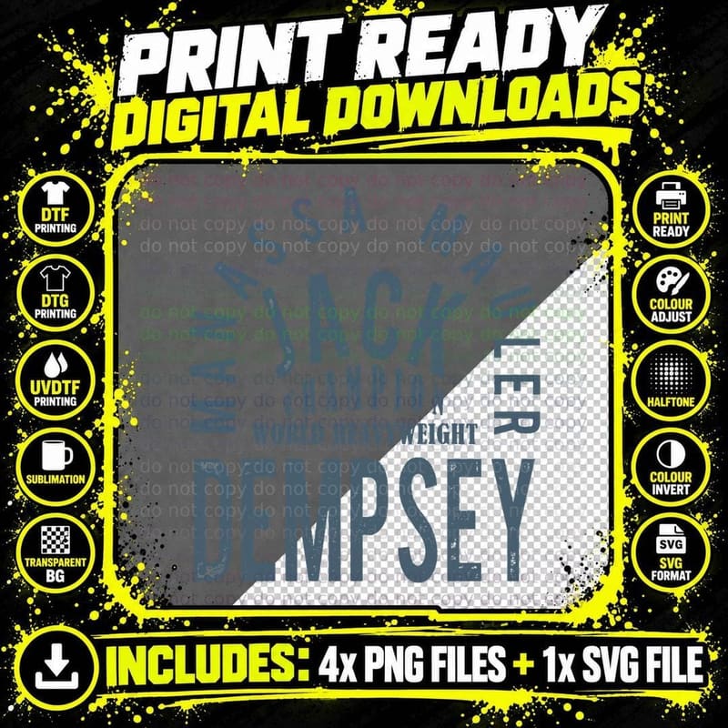Jack Dempsey Known as the Manassa Mauler T-Shirt Png SVG Digital Bundle