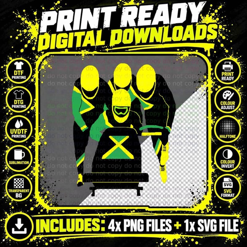Jamaican Bobsled Team T-Shirt Png SVG Digital Bundle