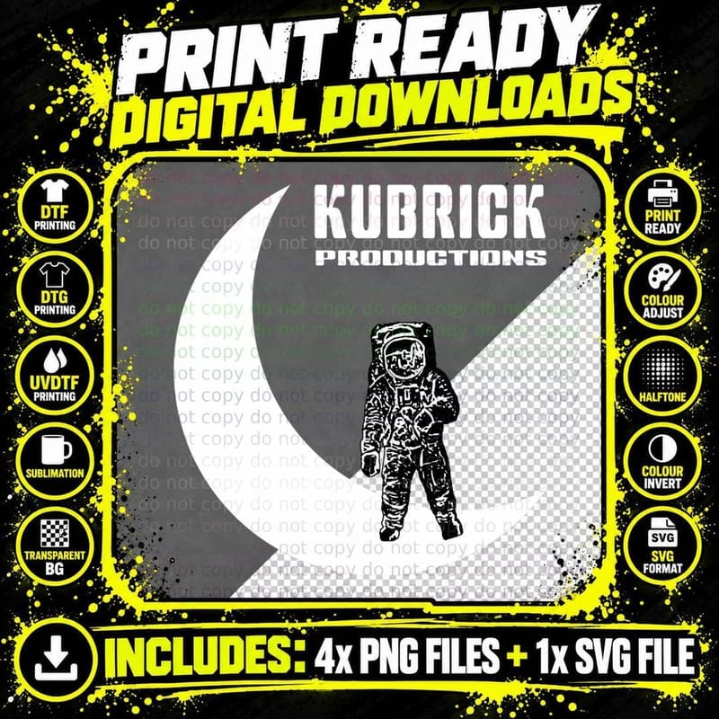 Kubrick Productions. MOON Landing Masterpiece. T-Shirt Png SVG Digital Bundle