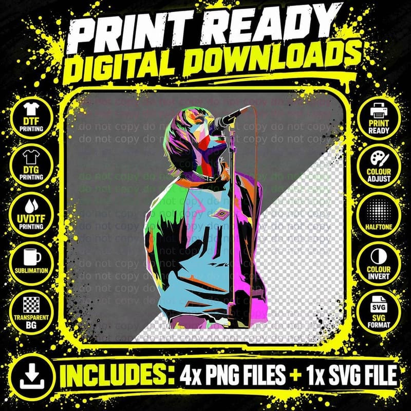Liam Gallagher Art Active T-Shirt Png SVG Digital Bundle