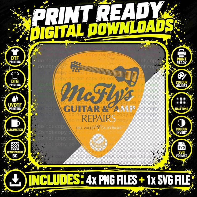 Mcfly's Repairs - Orange T-Shirt Png SVG Digital Bundle