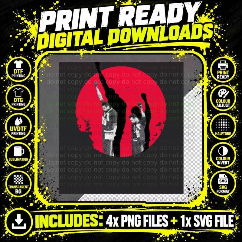 Moments in History - Mexico 68 - Tommie Smith Graphic Png SVG Digital Bundle