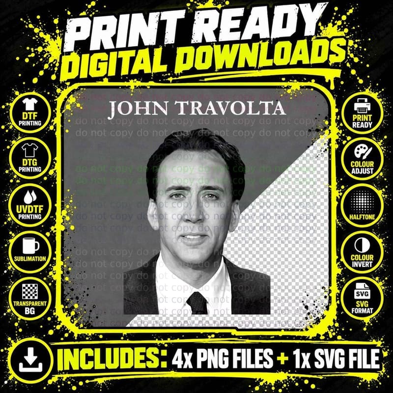 Nicolas Cage John Travolta Face off Men T-Shirt Png SVG Digital Bundle