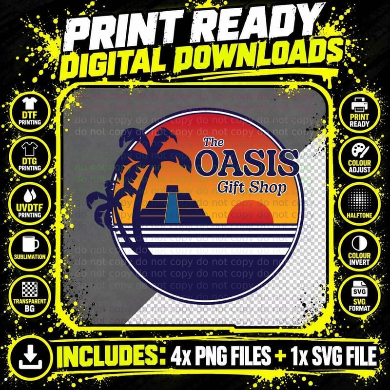 Oasis Gift Shop T-Shirt Png SVG Digital Bundle