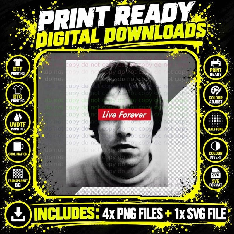 Oasis Live Forever T-Shirt Png SVG Digital Bundle