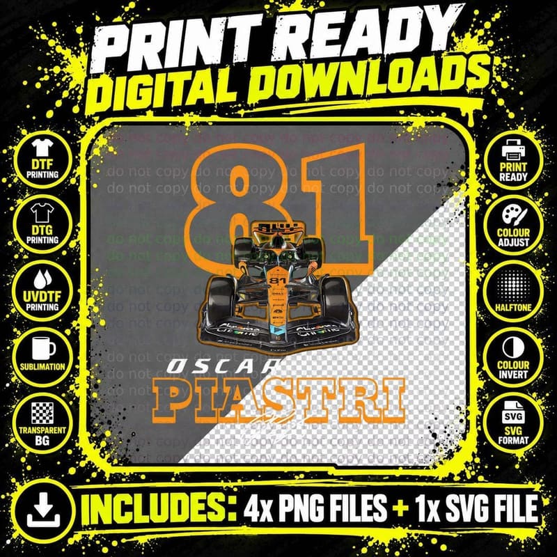 Oscar Piastri Sport T-Shirt Png SVG Digital Bundle