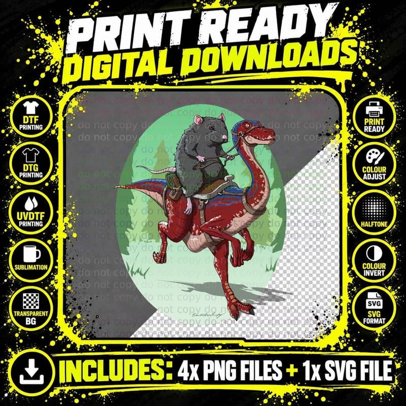 Rat Gallimimus Rider T-Shirt Png SVG Digital Bundle