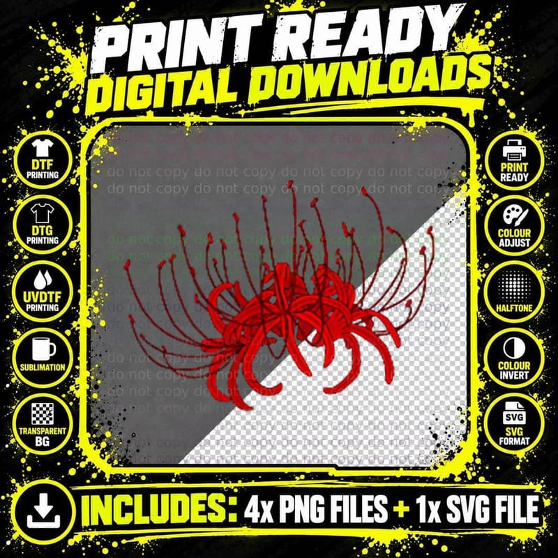 Red Spider Lily Higanbana Hanami T-Shirt Png SVG Digital Bundle