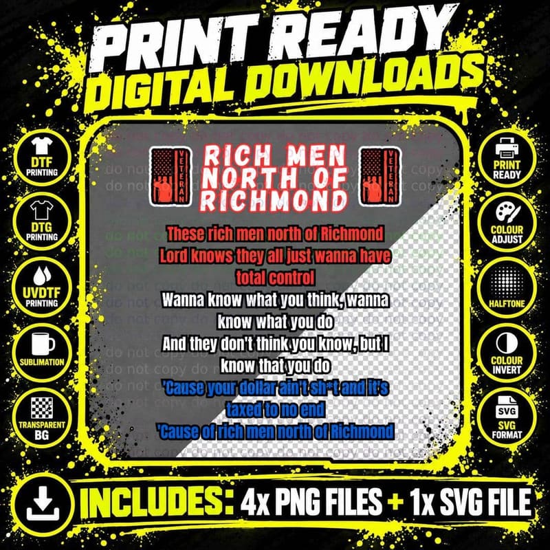 Rich Men North of Richmond Active T-Shirt Png SVG Digital Bundle
