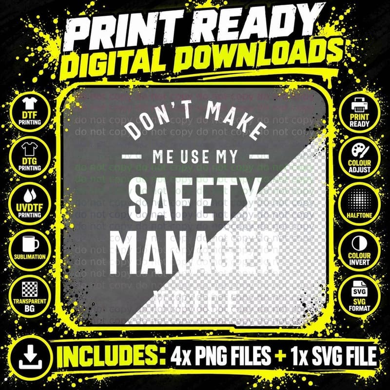 Safety Manager Job Title Gift T-Shirt Png SVG Digital Bundle