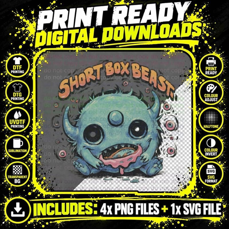Short Box Beast T-Shirt Png SVG Digital Bundle