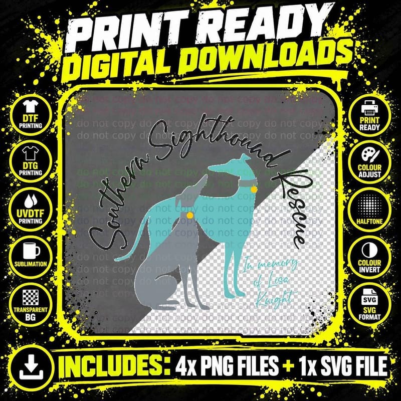 Southern Sighthound Rescue Merchandise T-Shirt Png SVG Digital Bundle