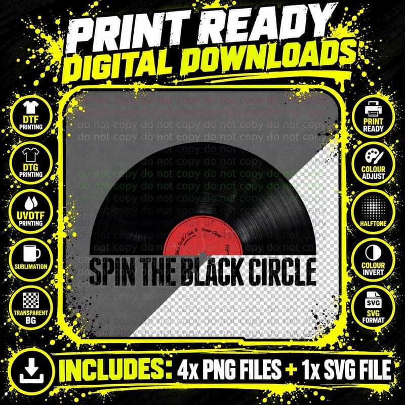 Spin the Black Circle T-Shirt Png SVG Digital Bundle