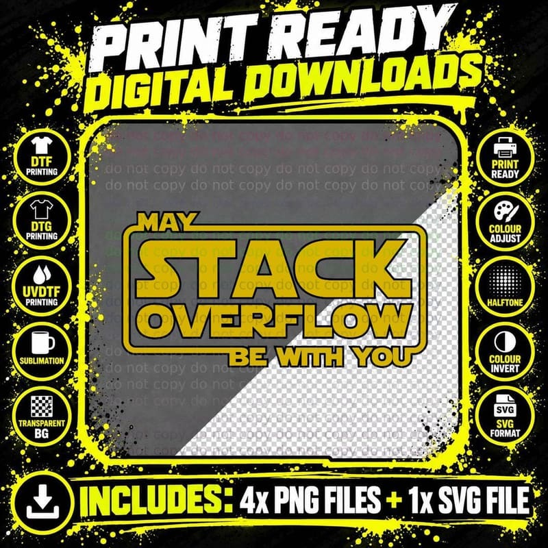 Stack Overflow with You T-Shirt Png SVG Digital Bundle