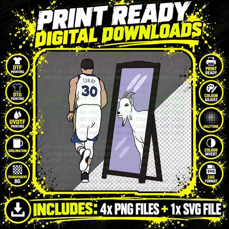 Steph Curry Mirror GOAT T-Shirt Png SVG Digital Bundle