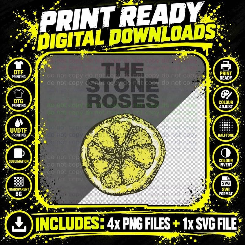 Stone Roses Merch the Stone Roses Lemon T-Shirt Png SVG Digital Bundle