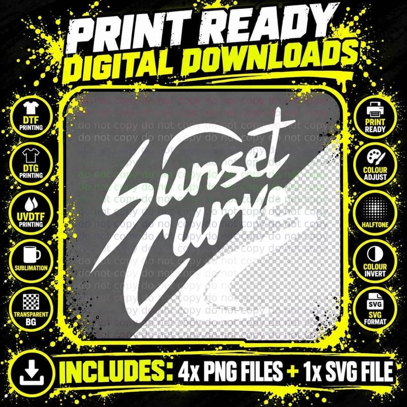 Sunset Curve White Logo T-Shirt Png SVG Digital Bundle