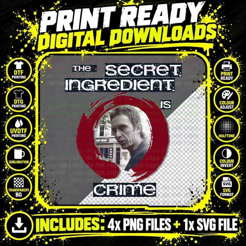Super Hans - the Secret Ingredient Is Crime T-Shirt Png SVG Digital Bundle