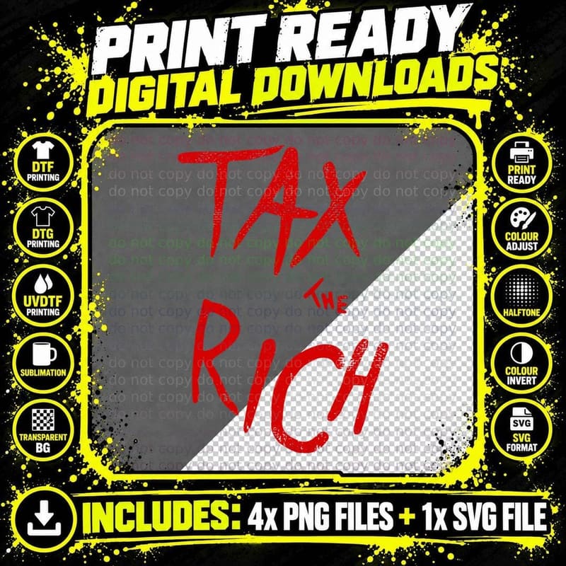 Tax the Rich AOC Political Message . T-Shirt Png SVG Digital Bundle