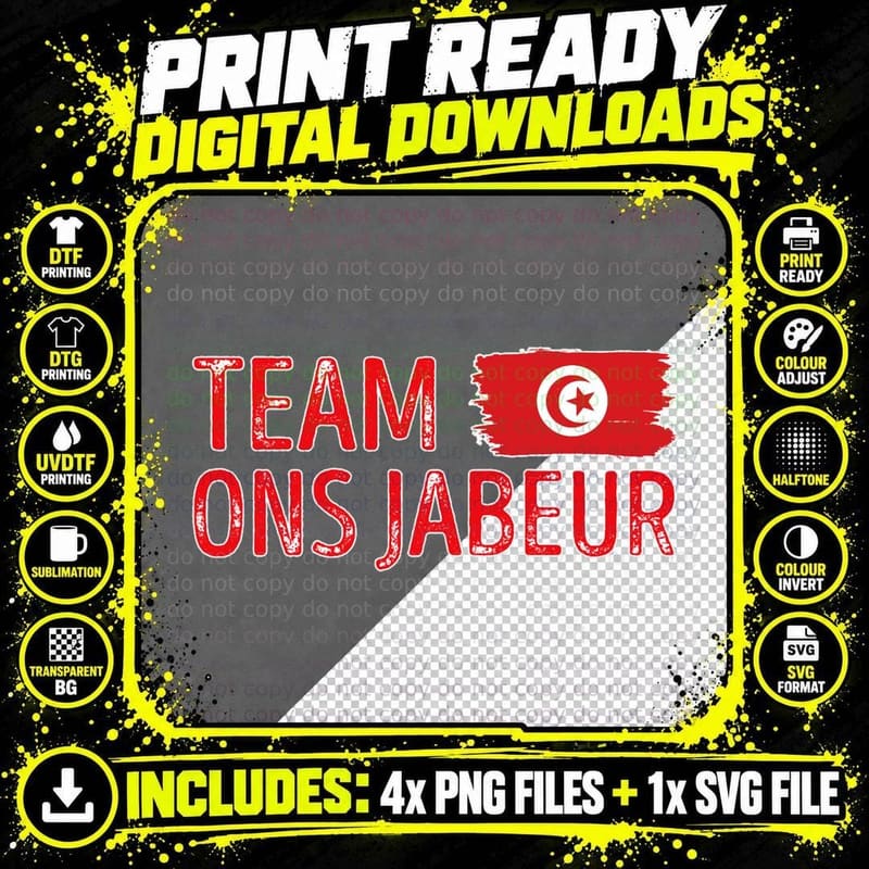 Team Ons Jabeur T-Shirt Png SVG Digital Bundle