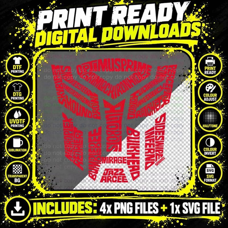 Transformers Autobots Red T-Shirt Png SVG Digital Bundle