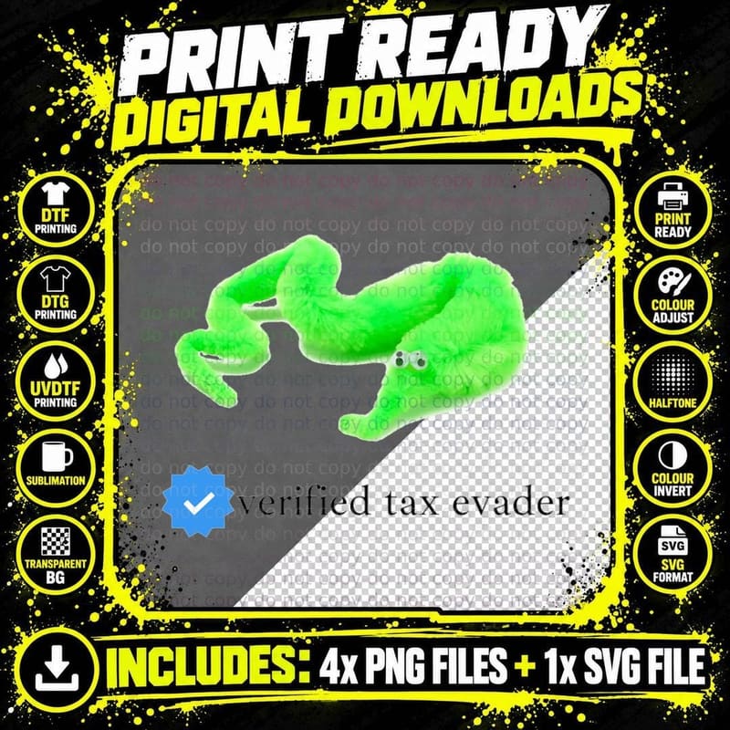 Verified Tax Evader Worm on a String Mask T-Shirt Png SVG Digital Bundle