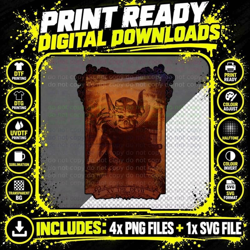 XV THE DEVIL T-Shirt Png SVG Digital Bundle