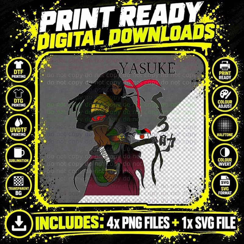 Yasuke Vassal of Nobunaga T-Shirt Png SVG Digital Bundle