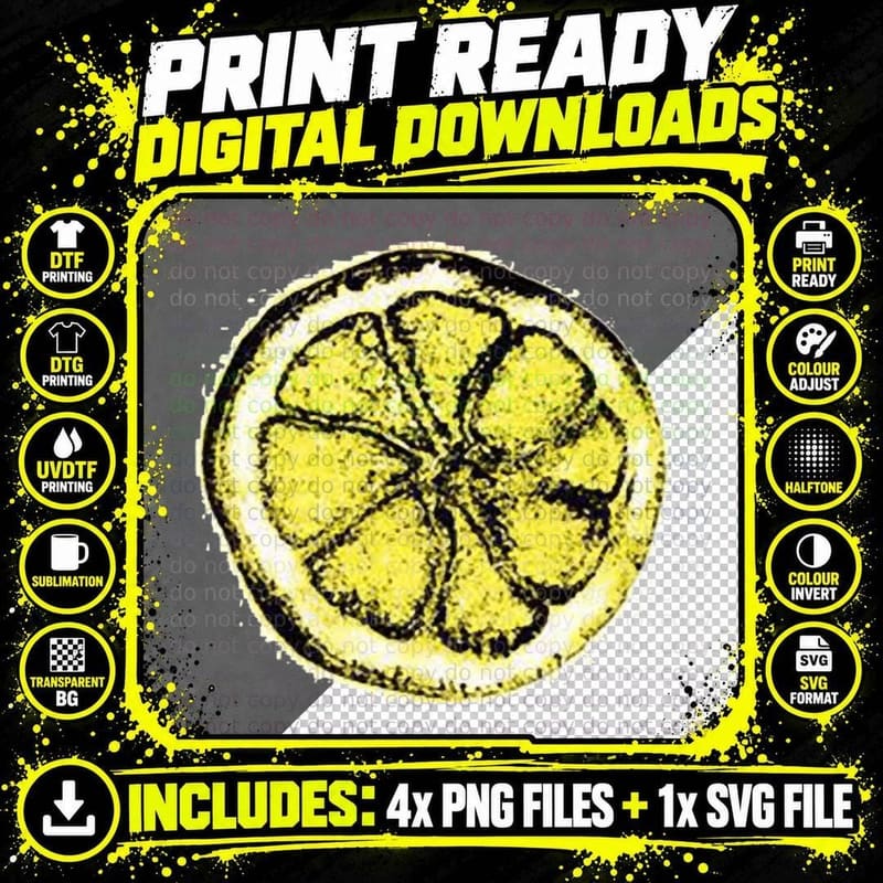 Yellow Lemon Logo T-Shirt Png SVG Digital Bundle